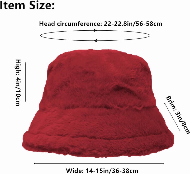 Glory Max Winter Fluffy Plush Bucket Hat Cozy Faux Fur Wide Brim Adjustable Size for Women - Image 5